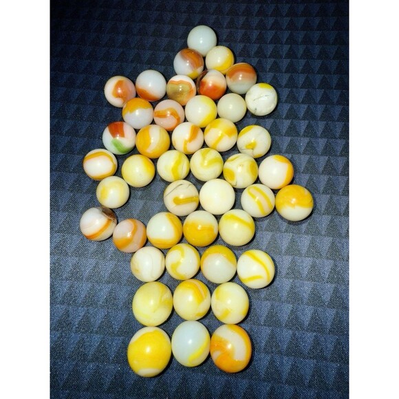 VTG. Akro Alley, Peltier, Rainbow Yellow Glass Marbles Lot Of 44 - Picture 15 of 15
